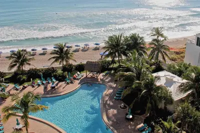 an aerial view of a resort pool and the beach at THE TIDES 1bedroom apt 15th floor WE ARE ON THE BEACH! in Hollywood