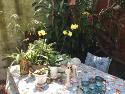 a table with plants and figurines on top of it at The Wild Rose in Miami