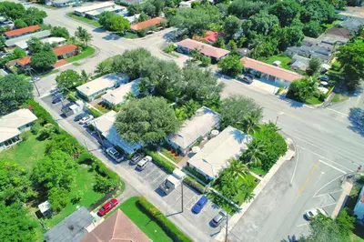an aerial view of a street in a small town at Cottages El Portal in Miami