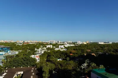 a view of the city from the top of a building at Courtyard Miami Coconut Grove in Miami