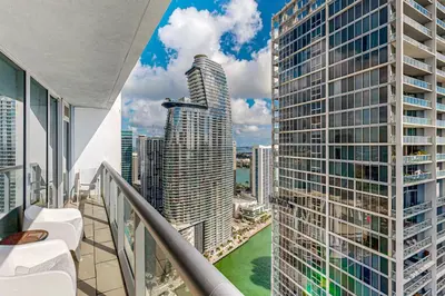 a balcony with a view of a city at Iconic Views in Miami