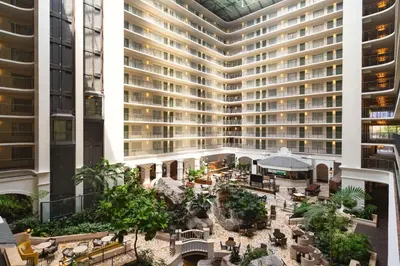 an aerial view of a large building with a courtyard at Embassy Suites by Hilton Fort Lauderdale 17th Street in Fort Lauderdale