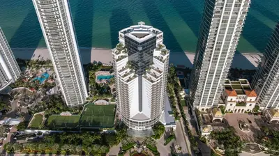 an aerial view of a tall building in a city at Trump International Beach Resort - Sunny Isles Beach in Miami Beach