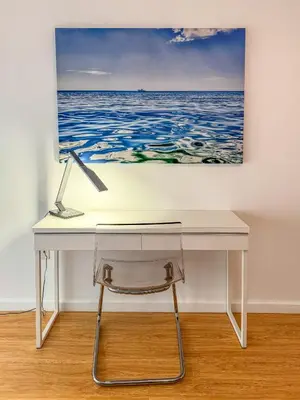 a white desk with a computer on top of it at Top Stay Miami Platinum Brickell in Miami