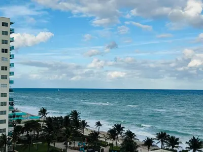 a view of the ocean from a hotel at Hallandale Beach Partial Ocean View Apartments in Hollywood