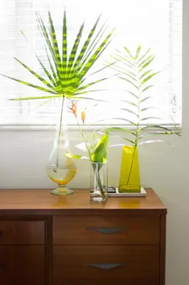 a table with two vases and a plant in a window at Spectacular view on the canal, Fort Lauderdale, very clean, free Parking & Wifi in Fort Lauderdale