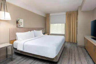 a hotel room with a large bed and a window at Hilton Garden Inn Ft. Lauderdale SW/Miramar in Miramar