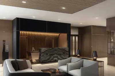 a living room with two chairs and a couch at AC Hotel By Marriott Miami Brickell in Miami