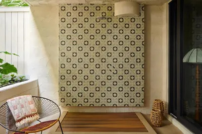 a room with a wall with a patterned wall at Mayfair House Hotel & Garden in Miami