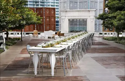 a long white table and chairs in a building at Luxury 1 BR Condo W Icon Brickell-Waterviews in Miami