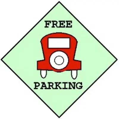 a sign that reads free parking with a red fire truck at Top Stay Miami Blue Brickell in Miami