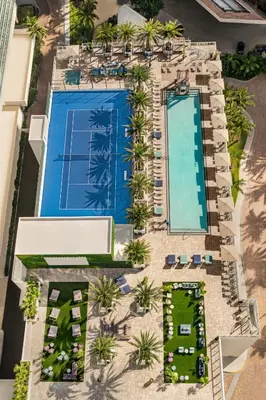 an overhead view of a swimming pool at a resort at Hyde Beach House in Hollywood