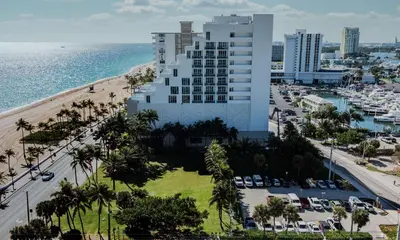 an aerial view of a hotel and the beach at Hotel Maren Fort Lauderdale Beach, Curio Collection By Hilton in Fort Lauderdale