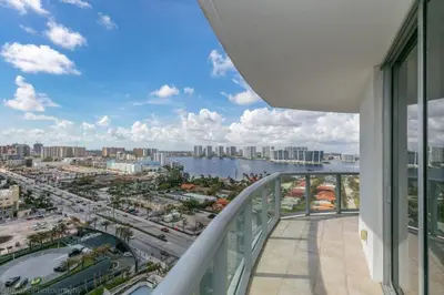 a view of a city from a balcony of a building at 2 BR Luxury Suite in Marenas Beach Resort 2508 condo in Miami Beach