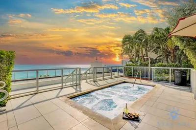 a hot tub on a balcony overlooking the ocean at Amazing Pool - Balcony - Hollywood Beach Broad - walk in Hollywood