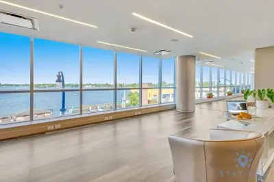 a large office with a view of the water at Rooftop Pool - Hot Tub -Hollywood Beach Boardwalk in Hollywood