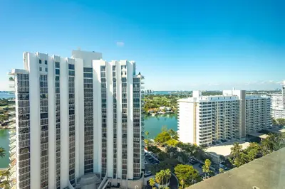 an aerial view of a city with tall buildings at Girasole Suites in Miami Beach