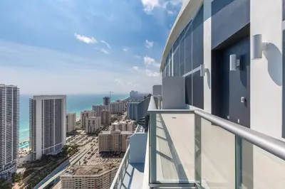 an apartment balcony with a view of the ocean at Hyde Beach House Luxury Condo-Resort condo in Hollywood Beach