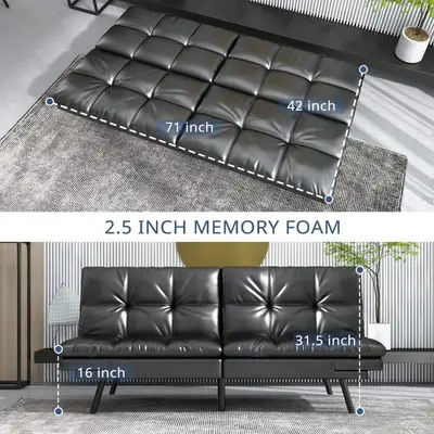 a black leather couch in a living room at 2 Bdrm Modern House Mins From Beach & Casino Hb1 in Hallandale Beach
