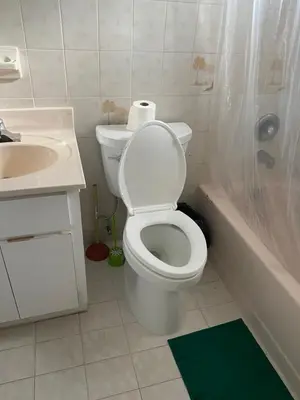 a bathroom with a toilet and a sink and a tub at Single Size BOTTOM Bunk Bed - Mixed Shared ROOM in Miami
