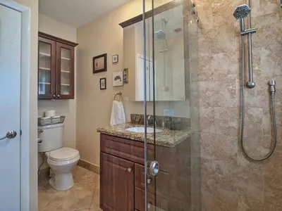 a bathroom with a shower and a toilet at Surf House - Paddleboards - Canoes -1 mile to Wilton Manors in Fort Lauderdale