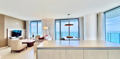 a living room with a view of the ocean at Dramatic Ocean View at Hyde Resort And Residences in Hollywood