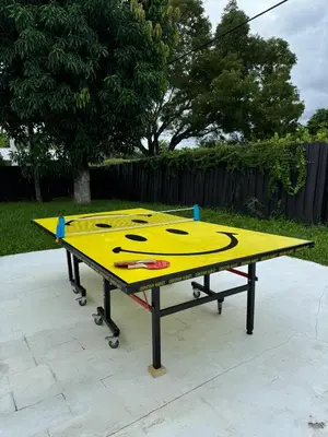 a ping pong table in the middle of a yard at Pool Villa in Miami