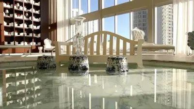 a room with a table and chairs in a building at Splendid Unit outstanding View-W Hotel Brickell in Miami