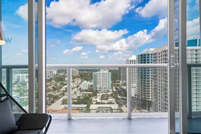 a balcony with a view of a city at W Residences 2 Bedroom Suite condo in Fort Lauderdale