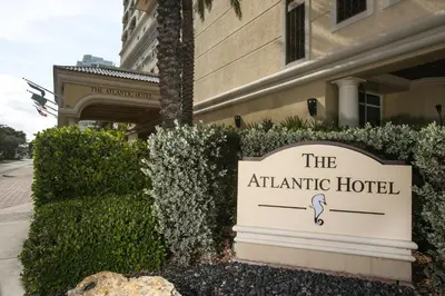 a sign for the atlantic hotel in front of a building at The Atlantic Hotel & Spa in Fort Lauderdale