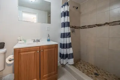 a bathroom with a sink and a shower at COZY Private Apts in Hollywood By Hard Rock Casino! in Hollywood