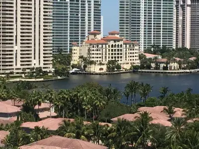 a view of a city with tall buildings at DISFRUTA SUNNY ISLES OCEAn 1206 STR-02816 in Miami Beach