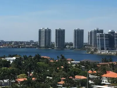 a view of a city with tall buildings at DISFRUTA SUNNY ISLES OCEAn 1206 STR-02816 in Miami Beach
