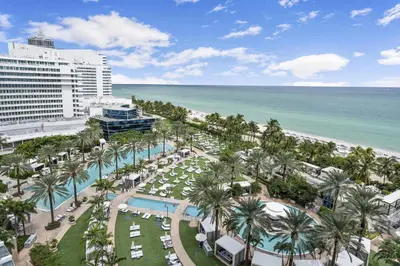 an aerial view of a resort and the beach at Junior Suite 2 at Sorrento Residences- Miami Beach home in Miami Beach