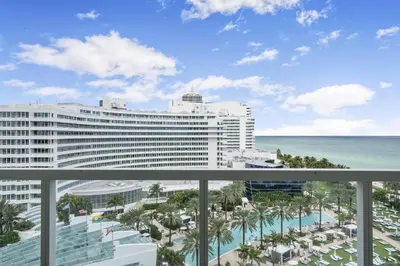 a view of the ocean from the balcony of a resort at Junior Suite 2 at Sorrento Residences- Miami Beach home in Miami Beach