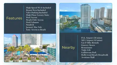 a collage of photos of a city with buildings at High Floor 2BR -2 BA - Resort Fees & Parking Incl in Hollywood