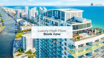 a view of the city of honolulu with the text luxury high floor book now at High Floor 2BR -2 BA - Resort Fees & Parking Incl in Hollywood