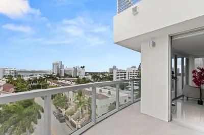 a balcony with a view of the city at Bay Harbor One Vacation in Miami Beach