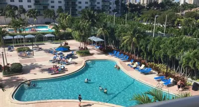an overhead view of a swimming pool at a resort at Ocean Reserve 207 - STR 2270 in Miami Beach