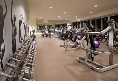 a gym with rows of treadmills and exercise bikes at Gorgeous Unit At The W Building Priceless Location in Miami