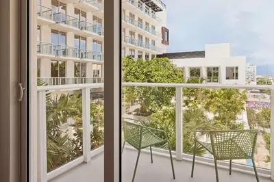 a view from the balcony of a building at Arlo Wynwood Miami in Miami