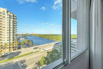 a window with a view of a river and a city at Eternal Sunrise Suite in Fort Lauderdale