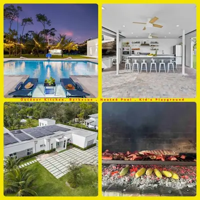 a collage of pictures of a house and a swimming pool at Casa Blanca of Miami º Families & Weekly Stays Close to Miami Beaches and the Keys West in Princeton