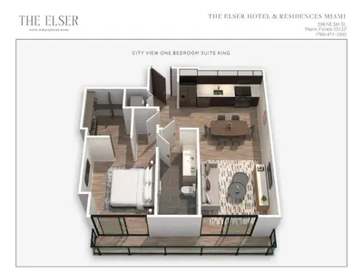 a floor plan of a apartment at The Elser Hotel Miami - An All-Suite Hotel in Miami