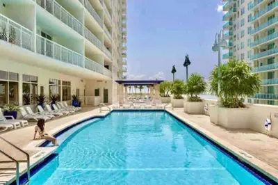 a swimming pool in the middle of a building at 40th floor Ocean View - Best Location in Miami