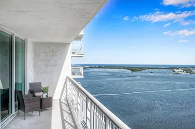 a balcony with a view of a body of water at 40th floor Ocean View - Best Location in Miami
