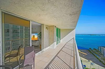 a balcony of a house with a view of the ocean at Amazing 1 Bed 1 Bath • Brickell • City & Bay View in Miami