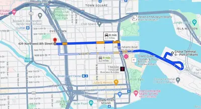 a map of a city with roads and highways at 5 Minutes to downtown Apt201 in Miami