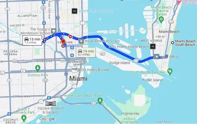 a map of the city of miami at 5 Minutes to downtown Apt201 in Miami
