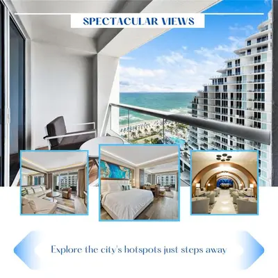 a collage of photos of a hotel room at Luxury Suite at Fort Lauderdale in Fort Lauderdale